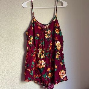 Burgundy floral romper